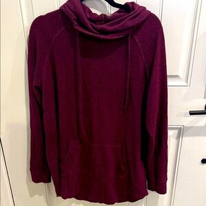 Torrid SZ 0 LARGE Maroon burgundy cozy mock neck hoodie Sweater